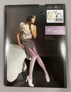 Fiore Tights Women's Black Size 4 Raula Satin Gloss 40 Denier - Picture 1 of 4