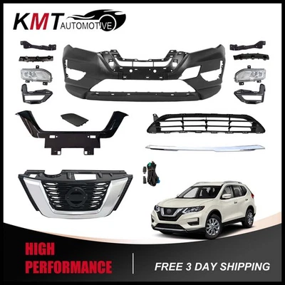 Parrilla de parachoques delantera completa con conjunto de luces antiniebla para Nissan Rogue 2017-2020 Foto 1 de 4