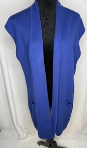 NWT CHICO’S SZ 2 Long Blue Open Front Sweater Vest Maggie - Picture 1 of 8