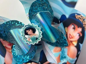 Princess Jasmine Inspired Boutique Hair Bow ,Jumbo Size with Resin & Vinyl - Picture 1 of 3