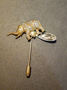 Vintage Miriam Haskell Faux Diamond Elephant Wired Brooch Stick Pin - Picture 1 of 4