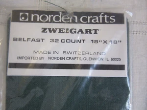 Zweigart BELFAST 32 ct Linen DARK GREEN Craft Fabric Evenweave 18" x 18" NEW - Picture 1 of 3