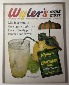 1962 Wyler's Drink Mixes Print Ad ~ Lemonade ~ Life Magazine ~ 13.5" x 10.5" - Picture 1 of 2