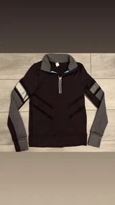 ivivva by lululemon Girls Size 12 Glow And Go Black 1/4 Zip Athletic Long Sleeve - Picture 1 of 6