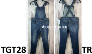 Girls' Denim Overalls - Cat & Jack, Color- Dark Wash, Size-XL(14/16) - Picture 1 of 6