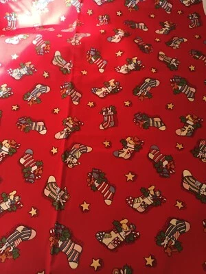 Fabric Traditions 1993 Red W/ Christmas Stockings By Susan Winget  44"X48"  - Image 1 of 3