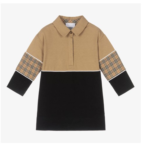 Abito mandie polo a quadri beige Burberry bambino 6 m stagione in corso $324