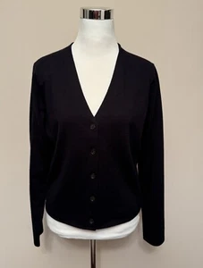 $365 NWT VINCE V- neck Wool Blend Navy Cardigan sz L VO28479497 - Imagen 1 de 8