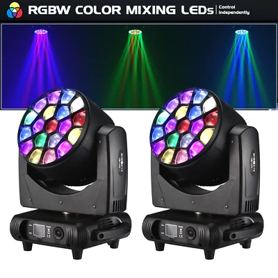 2pcs 19X40W RGBW  4in1 BEE eyes LED Moving Head Light Show Stage Wash beam Light - Image 1 of 4