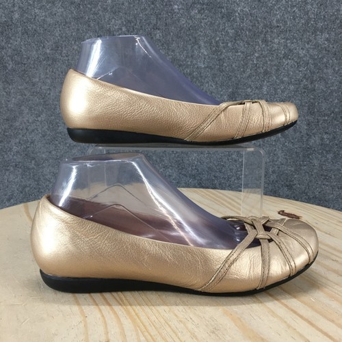 Scarpe Clarks ballerine donna 8 M casual comode slip on 88694 pelle oro