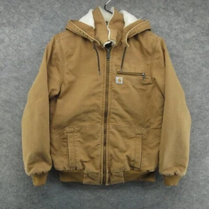 Carhartt Jacket Womens Medium Brown Weathered Wildwood Sherpa Lined Canvas Beth - Picture 1 of 16