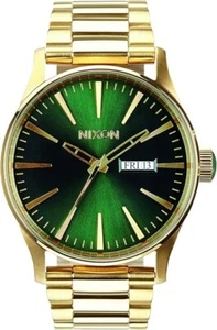Nixon Men's Sentry SS Analogue Watch A356-510 Stainless Steel Green 42mm Dial - Picture 1 of 4