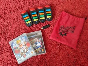 PS3 Buzz Game + 4x wireless Buzzers  - Sony PlayStation with 2 games and dongle
