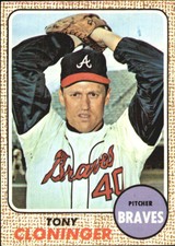 1968 Topps Atlanta Braves Baseball Card #93 Tony Cloninger - EX-MT