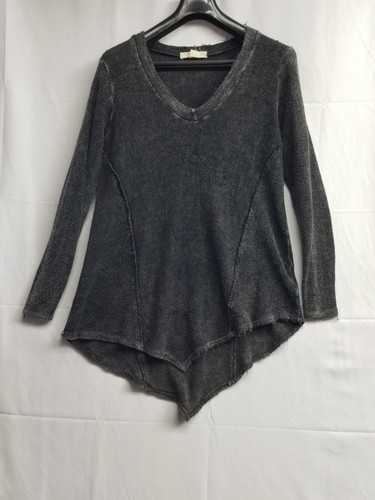 VETEMENTS Felpa Starring at Stars grigia scollo a V donna taglia media oversize manica lunga