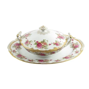Wako China Serving Bowl Tureen & Platter Country Flowers Dishware- Japan - Picture 1 of 13
