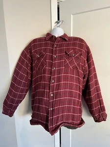 Craftsman Men’s XL Maroon Plaid Sherpa Lined Flannel Jacket Shacket - Picture 1 of 5