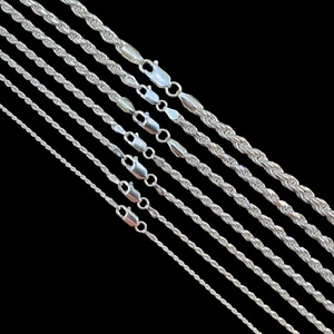 Men's Women's Real Solid 925 Sterling Silver Rope Chain 1.5-5mm 16"-30" ITALY - Picture 1 of 24