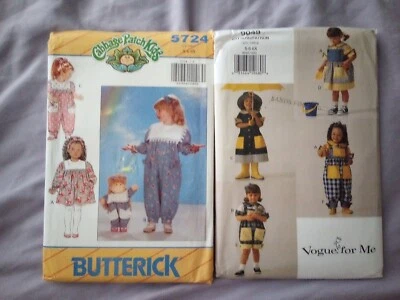 Butterick 5724 Vogue 9045 Cabbage Patch Kids 1990's Girls  Pattern  Sz 5-6x FF - Image 1 of 2