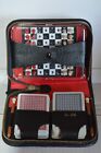 Vintage Travel Chess Set And Cards In Leather Case