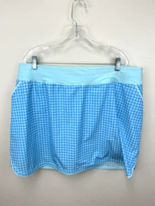 NEW Lands End 20W Quick Dry Active Board Skort Swim Skirt Aqua Blue Plaid - Picture 1 of 5
