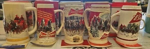 Budweiser Christmas Steins Lot of 5 2012 to 2016 - Picture 1 of 6