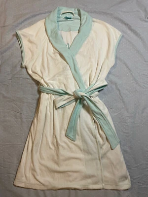 Bata bordada blanca con ribete Aqua Betsy Johnson "Wifey" para mujer talla L Foto 1 de 4