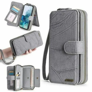Luxury Leather Wallet Zip Coin Purse Card Flip Case For iPhone 13 12 11 XR 7 8 - Zdjęcie 1 z 15