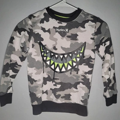 Sudadera Pullover Hurley Negra Camuflada Manga Larga Jóvenes Niños Talla 5-6 Años Foto 1 de 4