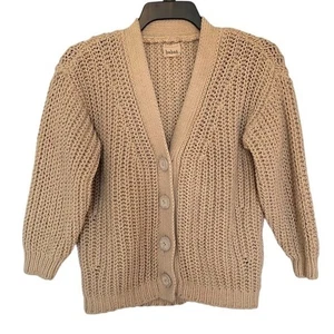 Babaã hellbraune Grobstrick-Cardigan Halbarm Baumwolle One Size Nr.19 - Bild 1 von 6