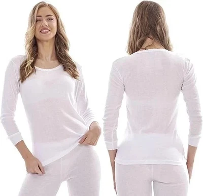 2 PACKS Women Brushed Cotton Thermal Underwear Soft Vest Ladies Tops Long Johns - Image 1 of 4