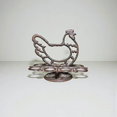 Vintage Cast Iron Chicken Egg Holder For 8 Pieces 18cm Height - Image 1 of 4