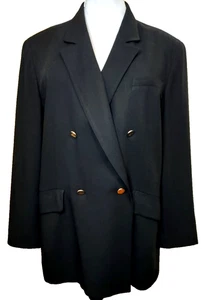 Womens Jones New York Country Dk. Navy Blazer 18 Wool Double Breasted Business - Picture 1 of 5