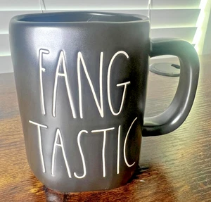 Rae Dunn FANGTASTIC Coffee Mug Artisan Black Green Inside Halloween Vampire RARE - Picture 1 of 5
