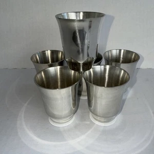 Vtg Set of (6) Stainless Steel Shot Glasses MCM 2.25”H x 2”W - Picture 1 of 7