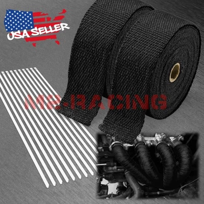 Cinta térmica de aislamiento de cabezal colector envolvente térmica de escape negro de 2 rollos x 2" 50 pies Foto 1 de 4