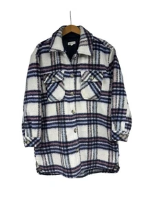 Westbound Thick Shacket Jacket Plaid Purple Blue Fall Fashion Coat Womens L - Picture 1 of 6