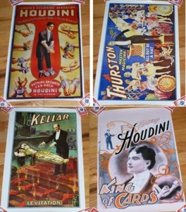 FOUR classic magic posters (Kellar, Thurston and two Houdini) 20x30 inch TMGS - Picture 1 of 10