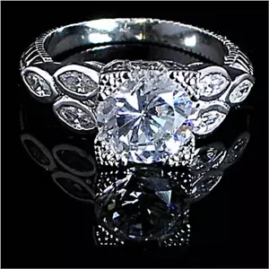 #3_ANTIK STIL_BRILLANT KLAR CZ VERLOBUNGS-/COCKTAILRING GR-9_925 SILBER - Bild 1 von 8