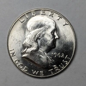 1962 D Franklin Silver Half Dollar Unc - Picture 1 of 3