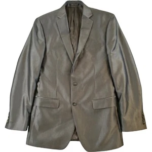 Calvin Klein Men’s 40L Charcoal Gray Sharkskin Poly Rayon 2 Button Blazer MINT - Picture 1 of 6