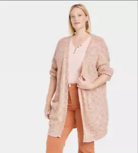 Knox Rose Marled Peach Open Front Cardigan Sweater Womens 2X - NEW - Picture 1 of 2