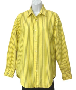 BLUSA RALPH LAUREN AMARILLA CON RAYAS AZULES BOTÓN -UP, MUJER 10 - Imagen 1 de 4