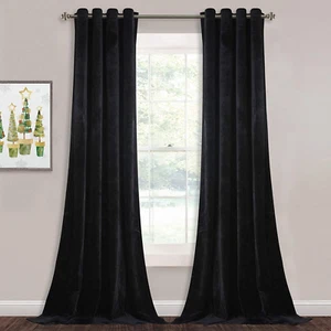Black Velvet Curtains 108 Inches - Blackout Soft Luxury Velvet Panel Drapes for - Picture 1 of 7