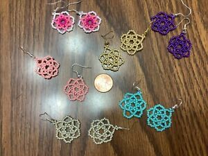 Native style ethnic New Handmade ROSE FLOWER seed bead fashion colorful Earrings