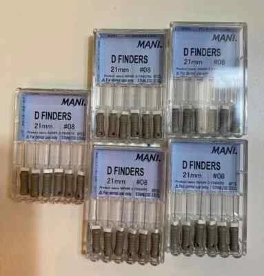Pack de 5 fichiers endodontiques Mani D Finders pour canaux calcifiés livrais...