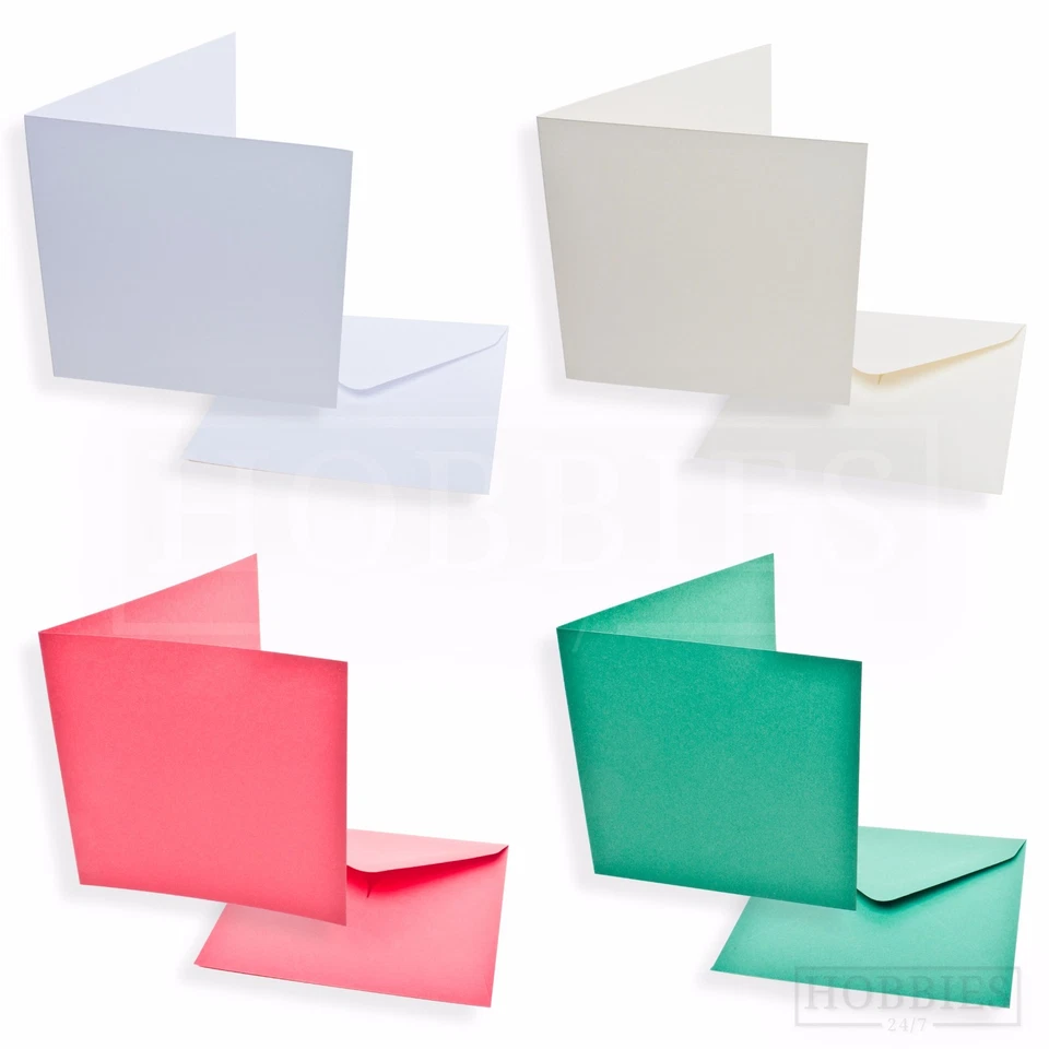 Blank Card and Envelope Birthday Xmas Cardmaking White Red Green 3 5 6 7 8 inch