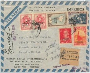 65408 - ARGENTINA - Historia Postal - SELLOS OFICIALES en CUBIERTA REGISTRADA a EE. UU.  - Imagen 1 de 1