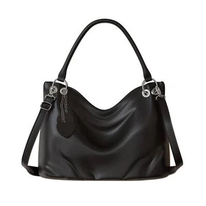 Damen Hand Shopper City Umhänge Henkel Tasche Veganes Leder 30617 Black - Bild 1 von 7