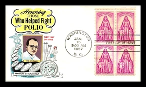 1087 3c Stamp (1957) NATIONAL FOUNDATION FOR INFANTILE PARALYSIS FDC BY FLUEGEL - Picture 1 of 1